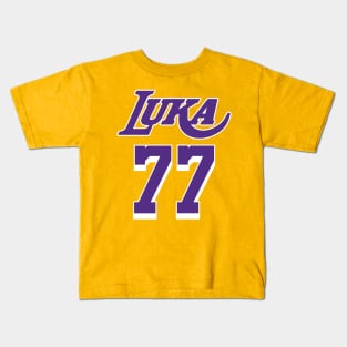 Luka Doncic Lakers Jersey Yellow (Front/Back Print) Kids T-Shirt